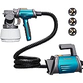 Tilswall Paint Sprayer 800W HVLP Spray Paint Gun, Electric Paint Sprayer Gun with 4 Nozzles & 3 Patterns for House Painting F