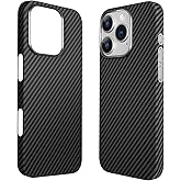 Real Aramid Fiber Case for iPhone 16 Pro Max [6.9 inch] Compatible with MagSafe,1500D Aramid Weave,Ultra-Thin Cover with a Caseless Feel,Carbon Fiber Textures Design Kevlar Protection (Black)