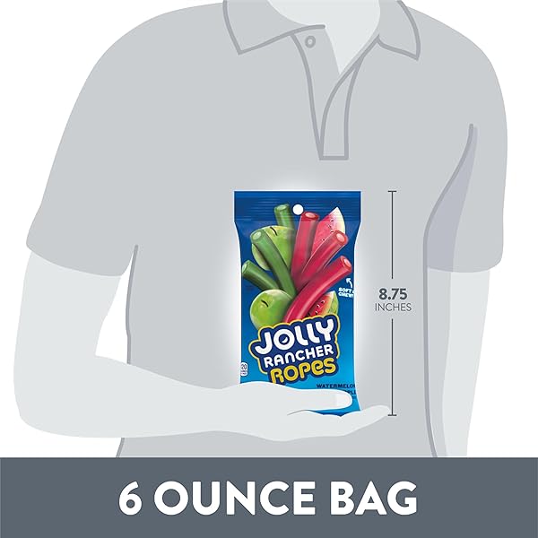 JOLLY RANCHER ROPES WATERMELON AND GREEN APPLE FLAVORED CANDY BAG, 6 OZ