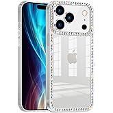 VAOXTY Compatible with iPhone 17 Pro Case Clear Bling Diamond 3D Rhinestone Cute for Women Girls Girly Case Glitter Shiny Sparkle Gem Design Soft Silicone Luxury Fashion Protective Phone Case
