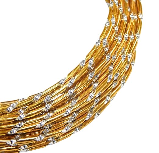 Aludraht 2mm Gold Diamant Effekt, 5 Meter Aluminiumdraht, Perlendraht, Schmuckdraht, Lackdraht, Meterware C106