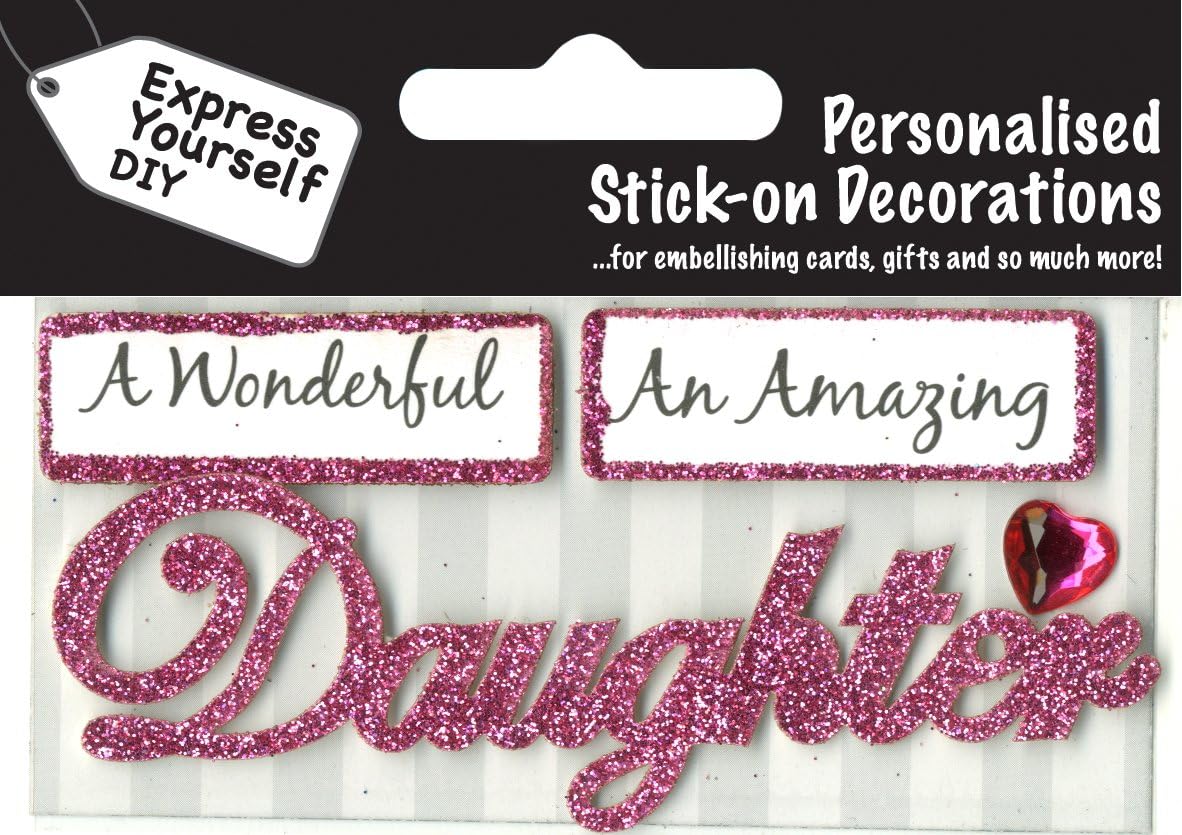Express Yourself MIP, self Adhesive, Daughter (Pink) Caption Topper, Ideal for Card Making Scrapbooking, Papercrafts