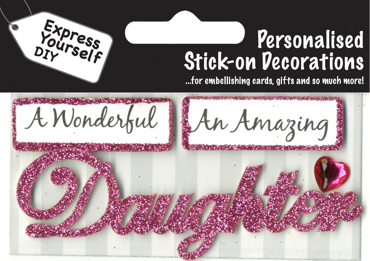 Express Yourself MIP, self Adhesive, Daughter (Pink) Caption Topper - Ideal for Card Making, Scrapbooking, Papercrafts, Childrens Crafts etc