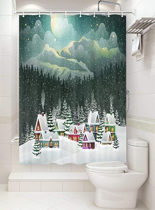 Amazon Com Pine Forest Mountain View Fabric Shower Curtain