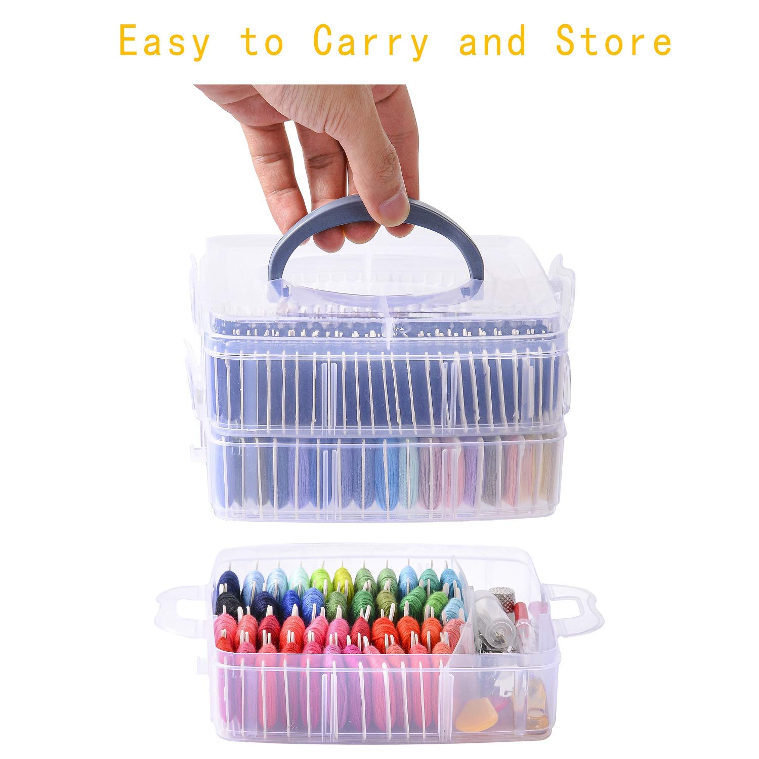 201 Pack Embroidery Floss Kit, Includes Embroidery Threads 3-Tier Organizer Box Embroidery Kits for Friendship Bracelets Cross stitch DIY Floss Craft, Gift for Halloween Christmas Mother's Day