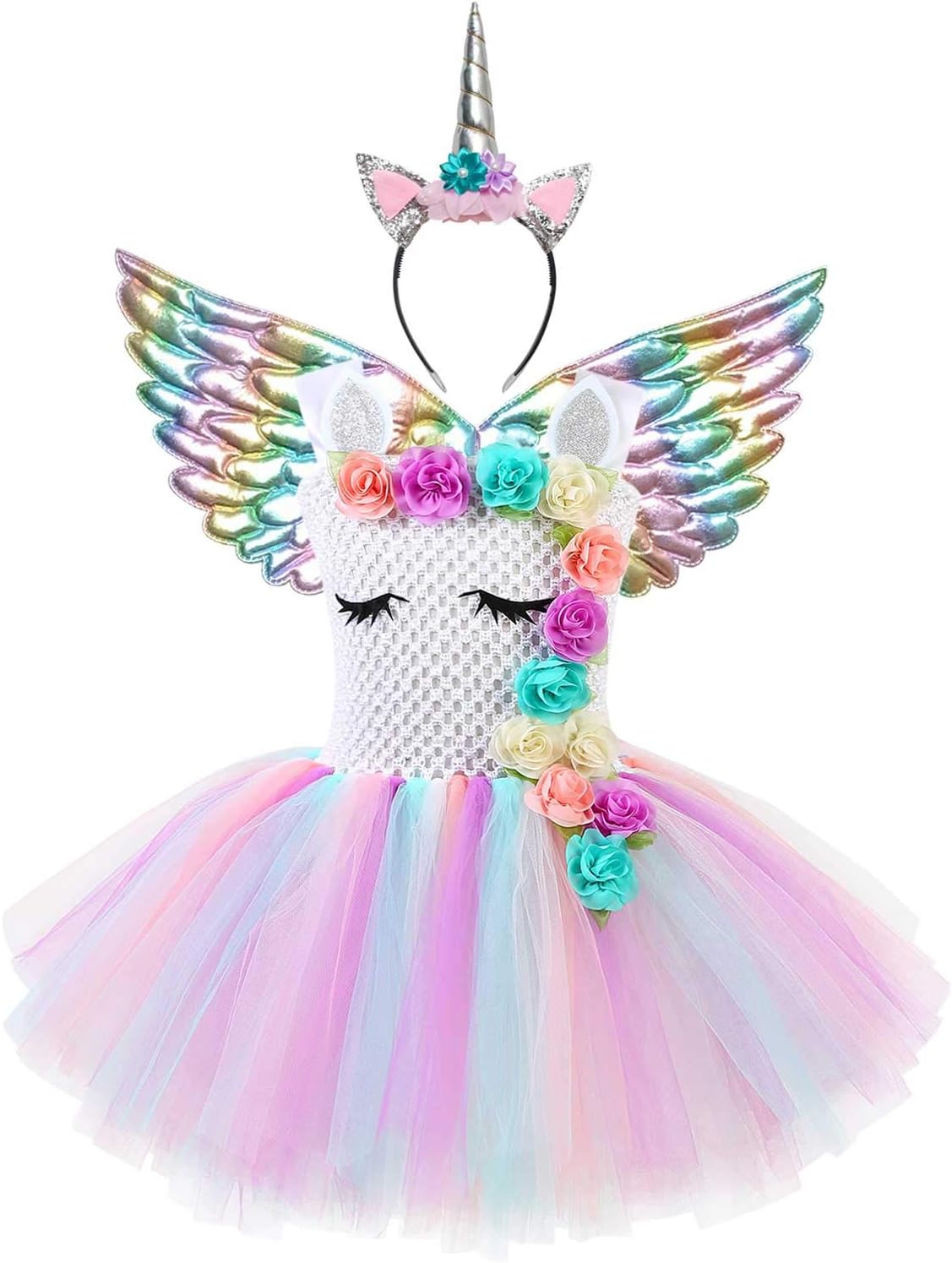 Flower Unicorn Costume for Girls Pageant Princess Tutu Party Dresses
