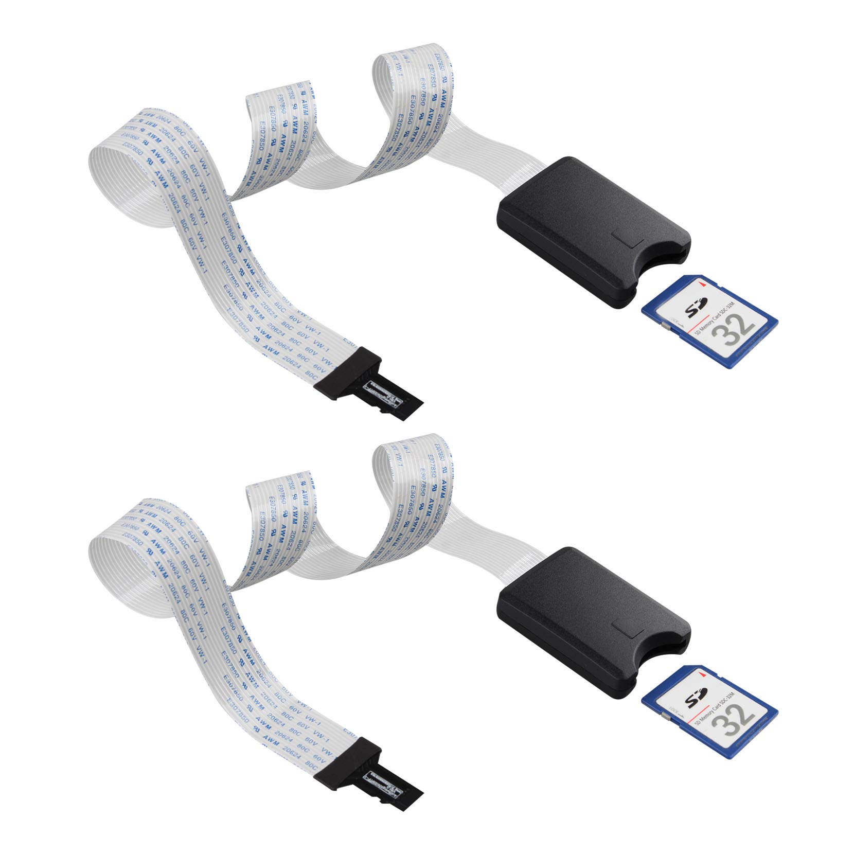 Jopto 2PCS 18.9in 48cm Micro SD to SD Card Extension Cable TF Memory Card Adapter Flexible Cord Extender Converter for SD RS-MMC SDHC MMC Car GPS mini 3D Printer Raspberry Pi DVD DVR LED Screen