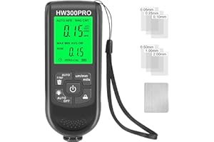 QKDS Paint Thickness Gauge, Digital Meter for Automotive Coating Thickness Gauge Tester, Fe & NFe Probe Coating Thickness Gauge Meter, 0~2000um, Auto Power Off(Black)