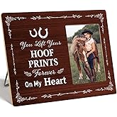 OTINGQD Horse Memorial Picture Frame,Sympathy Memorial Gifts for Loss of Horse,You Left Your Hoof Prints Forever on My Heart Wooden Photo Frame for Tabletop Wall Display