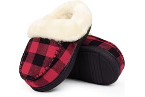 FANTURE Toddler Kids House Shoes Slippers with Memory Foam Fuzzy and Warm Cozy Comfort Fleece Clog Slip On Sole Protection for Boys Girls Indoor Outdoor