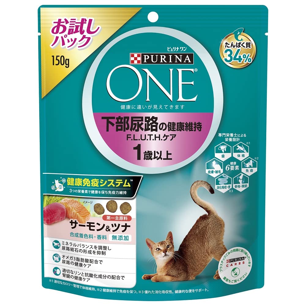 ピュリナ ワン キャット ドライ 下部尿路の健康維持Ｆ．Ｌ．Ｕ．Ｔ．Ｈ．ケア サーモン＆ツナ １５０ｇ商品画像