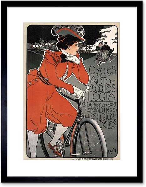 Amazon Ad Bicycle Car Liege Belgium Victorian Picture Framed Wall Art Print 自転車ベルギービクトリア朝画像壁 アートフレーム ポスター オンライン通販