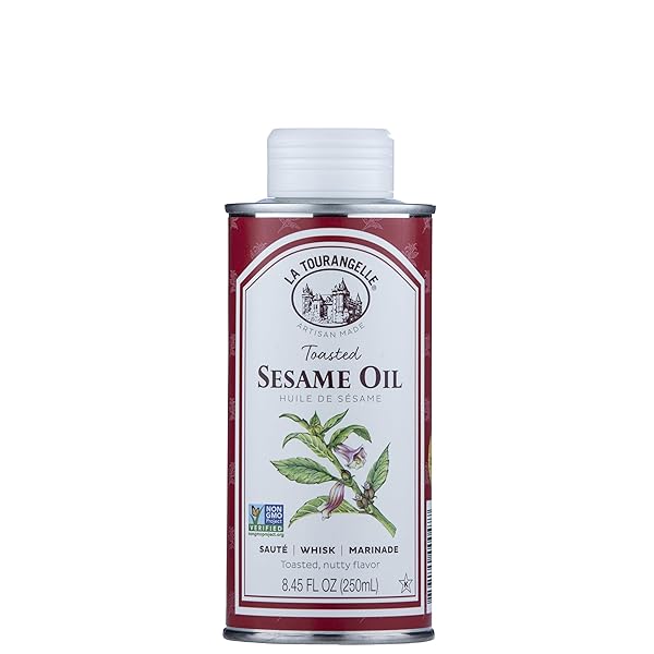 LA TOURANGELLE, TOASTED SESAME OIL, GREAT FOR COOKING, ADD TO NOODLES, STIR-FRY, VEGETABLES, VINAIGRETTES, AND MARINADES, 8.45 FL OZ