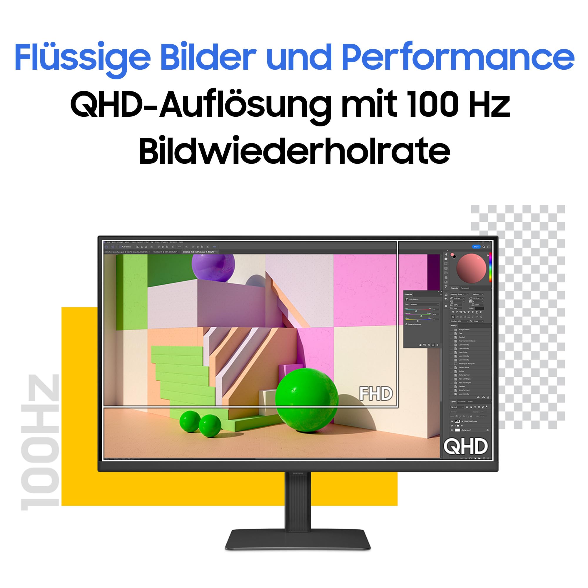 Samsung ViewFinity S60UD Monitor 27 Zoll, QHD/WQHD, 2.560 x 1.440, 100 Hz, HDR10, Eye Saver Mode, USB-C (90 W), Daisy Chain, Integrierter KVM-Switch, LS27D600UAUXEN 5