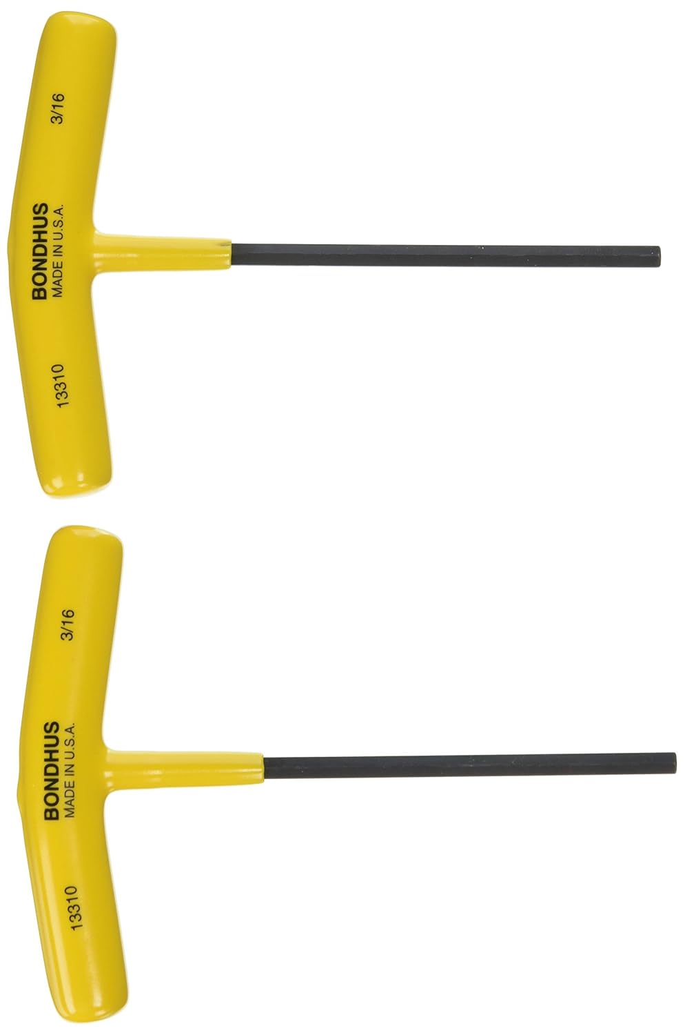 Bondhus 13310 3/16" Hex Tip Graduated Length T-Handle with ProGuard Finish, 5.6", 2 Piece