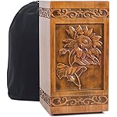 engmvwod Wooden urns Ashes Human Cremation Adult Wood urn Male dad Burial Large Female Men Adults Box (Sunflower 250lbs)