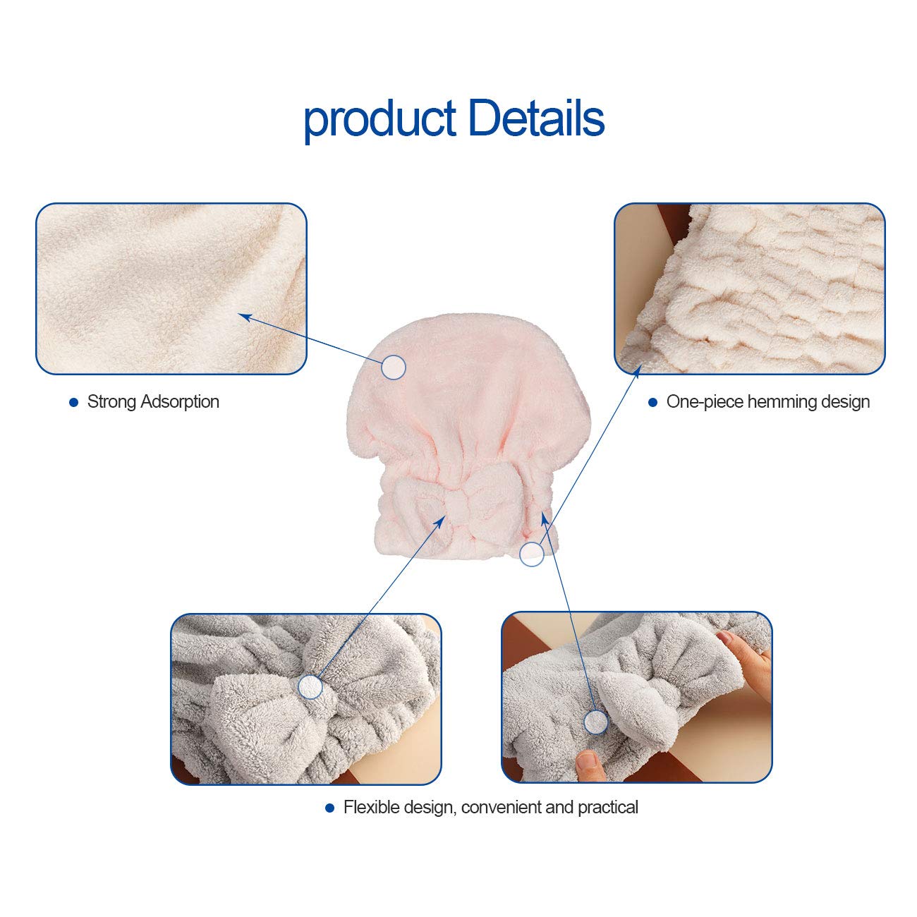 N-A Microfiber Hair Ultra-fine Drying Towel - YOYOSO Absorbent Twist Turban Princess Shower Cap for Women，Original Magic Instant Hair Dry Wrap Rapid Drying Hair Turban,3 Pack （HSYP-GFM002 ）: Home & Kitchen