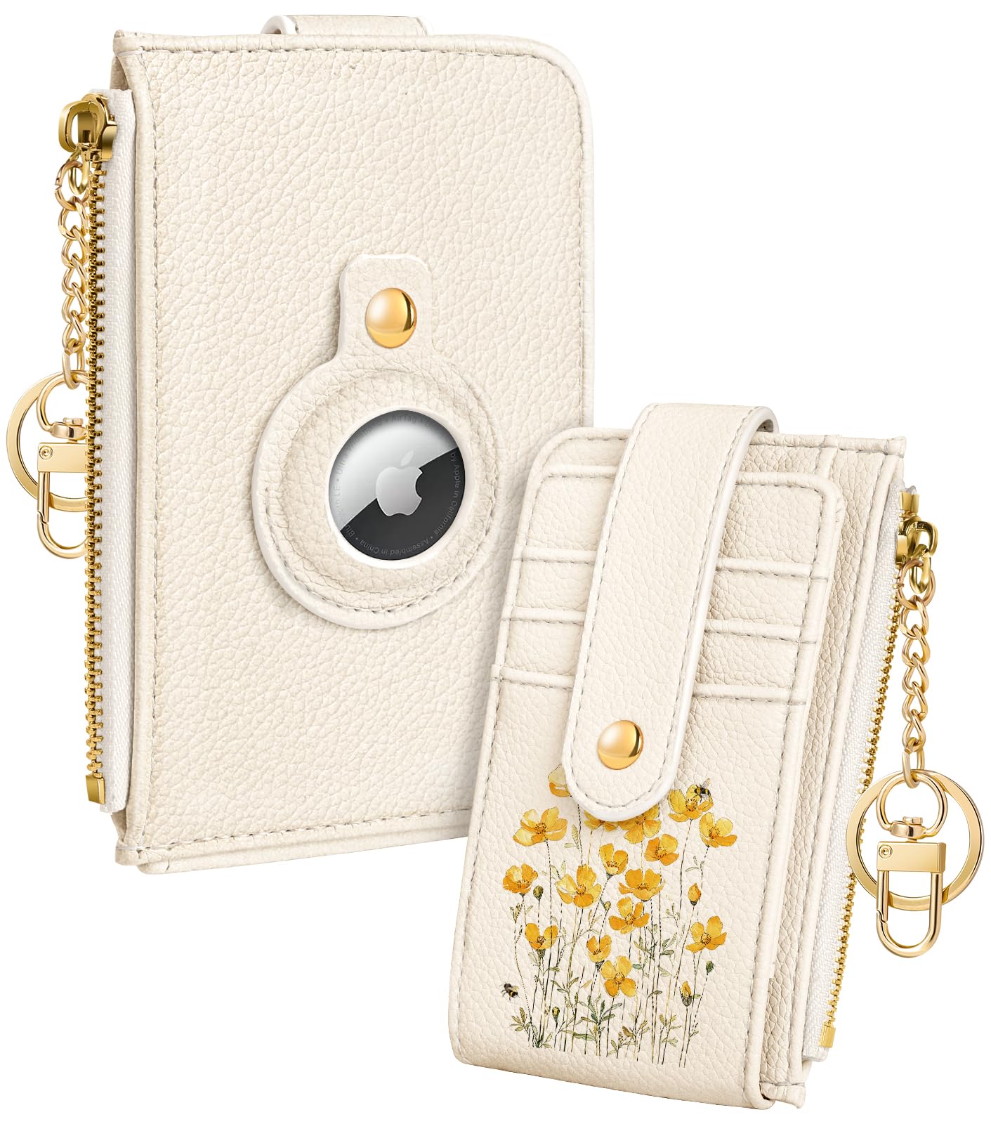 Photo 1 of Miss Adola Cute Card Wallet Women with AirTag Holder - Daisy Flower Genuine Leather Small Wallets with Keychain RFID Credit Cardholder Air Tag Aesthetic Coin Purse for Female Ladies Teen Girls