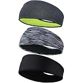 5 Pack Sports Headband for Men, Breathable Mesh Design, Reused & Washed Mens Headband Sweat Bands for Running Yoga Fitness Workout