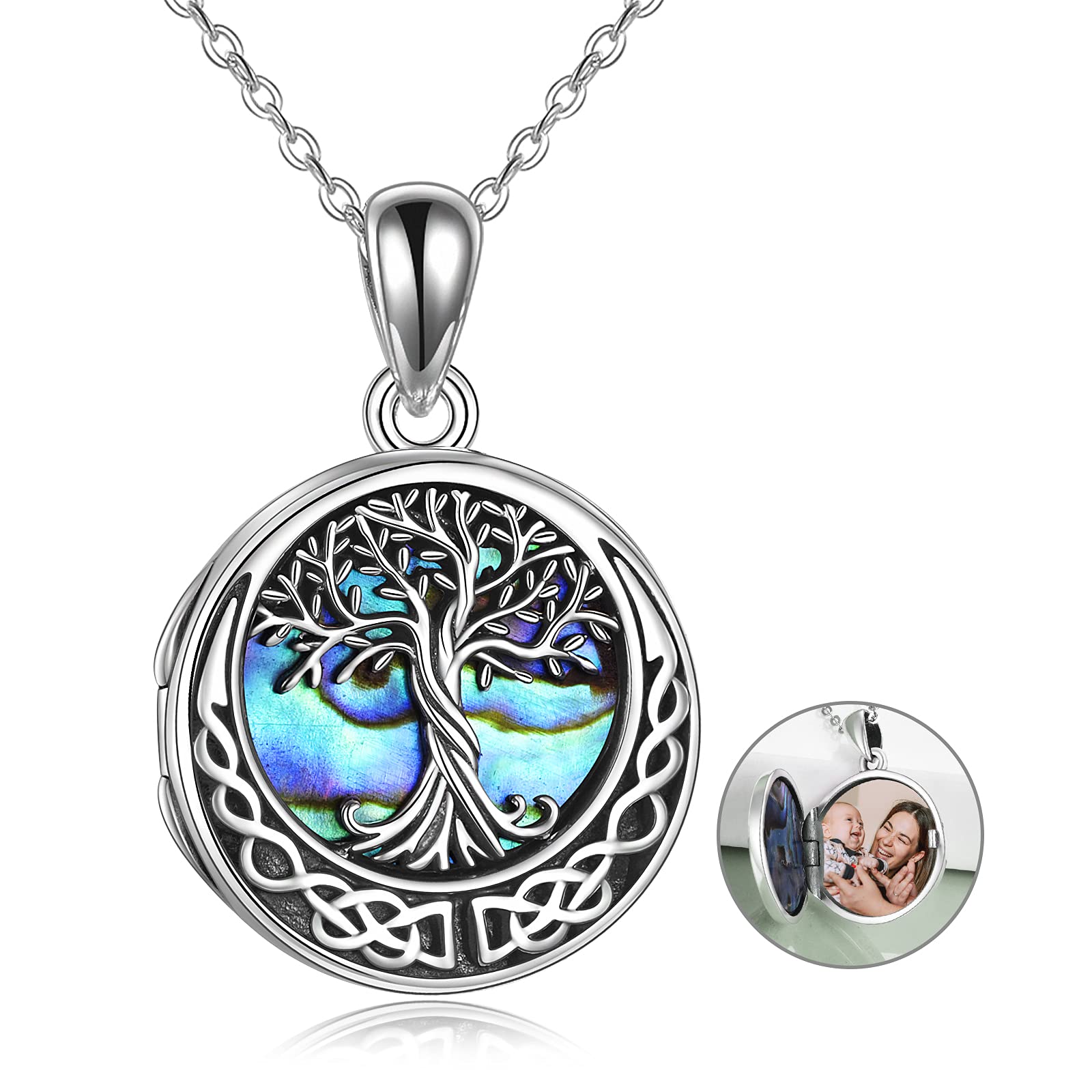 YAFEINI Tree of Life Locket Necklace Sterling Silver Locket Necklace That Holds Pictures Tree of Life Locket Pendant Jewelry Gift for Women — image 1