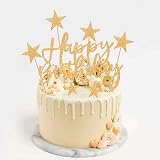 iZoeL Gold Birthday Decoration Set 2 Sets Cake Topper Banner Confetti Stars view 5