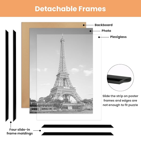 UPSIMPLES 16X20 PICTURE FRAME BLACK 3 PACK, SCRATCH-PROOF POSTER FRAMES 16 X 20 FOR PHOTO GALLERY – SLIDE-IN STRIPS, HORIZONTAL OR VERTICAL WALL MOUNTING