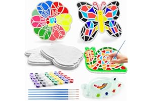 NICMORE Paint Your Own Stepping Stones For Kids Craft Kit: 5 Pack Arts and Crafts For Kids Ages 4-8, Art Supplies for Boys Girls Gifts for 3 4 5 6 7 8 9 10 11 12 Year Old, Outdoor Toys for Kids Ages 4-8