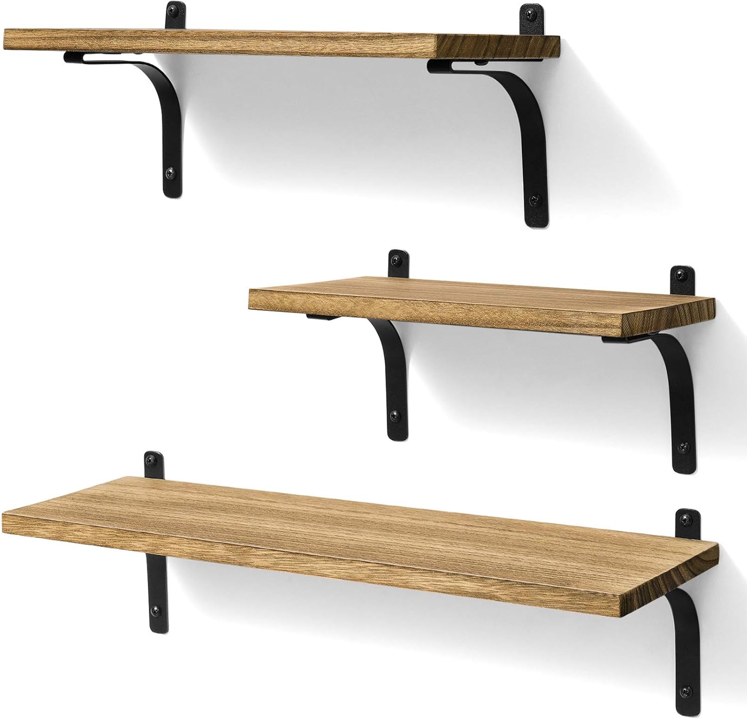 Ophanie Floating Shelves Wall Mounted, Rustic Wood Wall Storage Shelves for Home Decor Bedroom, Living Room, Bathroom, Kitchen, Office, Set of 3: Furniture & Decor