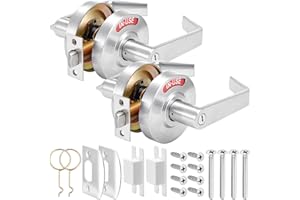 Tandefio 2 Set Vacant Occupied Bathroom Lock, Commercial Door Handle with in-use or Vacancy Occupied Deadbolt, Privacy Indicator Restroom Handle Lock for Public Restrooms, Satin Chrome (90 mm,Silver)