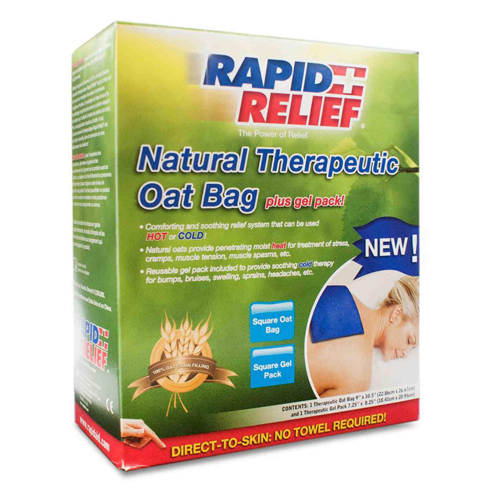 RapidRelief NATURAL THERAPEUTIC OAT BAG C/W GEL PACK (SQUARE), Blue