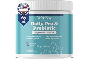 YOYOBAY Probiotics for Dogs, Daily Dog Probiotics & Prebiotic, for Gut Health and Digestive Health, Support Yeast Balance, Immune System, Maintain Skin & Coat Health, Duck Flavor, 90 Count