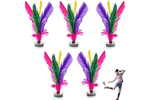 PESSILIN 5 Pack Kick Shuttlecock, 7.5 Inch Chinese Jianzi Shuttlecock, Chinese Jianzi Foot Feather Sports Toy for Indoor and Outdoor Tennis and Racquet Sports