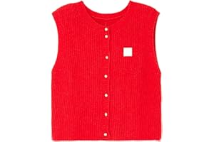 UAURORAO Women Chunky Sweater Vest Button Down Crochet Cable Knit Cardigan Sleeveless Open Front Knitted Crop Waistcoat