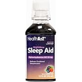 HealthA2Z&reg; Nighttime Sleep Aid, Diphenhydramine HCl 50mg,12 Fl Oz | Fast-acting liquid relief to help you fall asleep. Berry flavor, no pain reliever added. Adults &amp; children 12+.