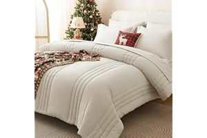CozyLux Queen Comforter Set - 7 Pieces Bed in a Bag Beige Comforters Queen Size Bed Set, Soft Bedding Set with All Seasons Comforter, Sheets, Pillowcases & Shams