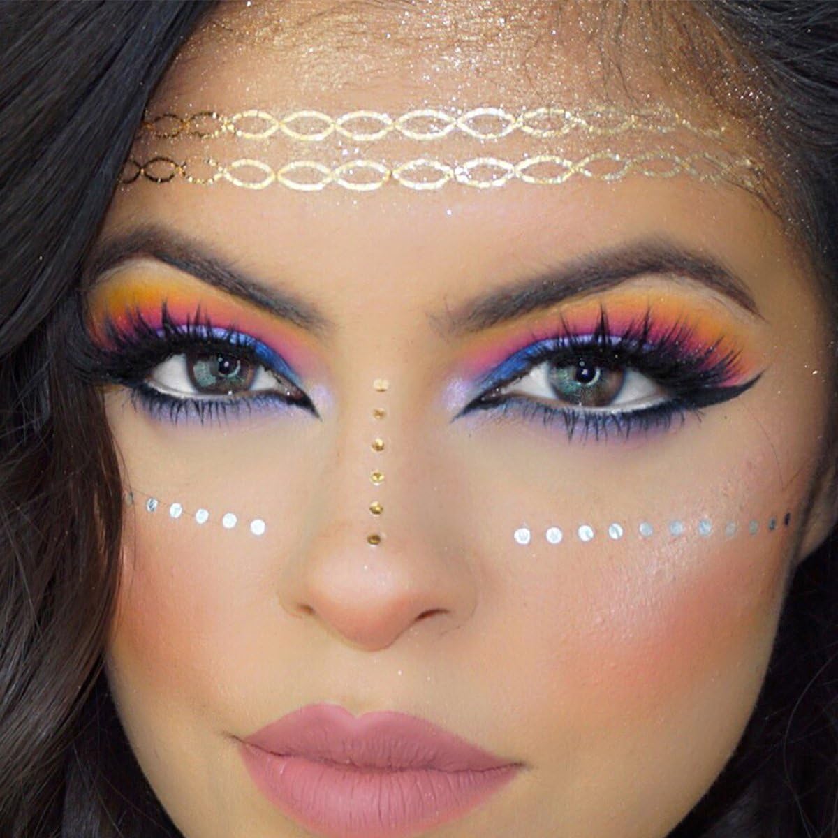 Temporary Face Tattoo Sticker Metallic Shiny for Glitter Effect, Parties, Shows and Make-up (F21)