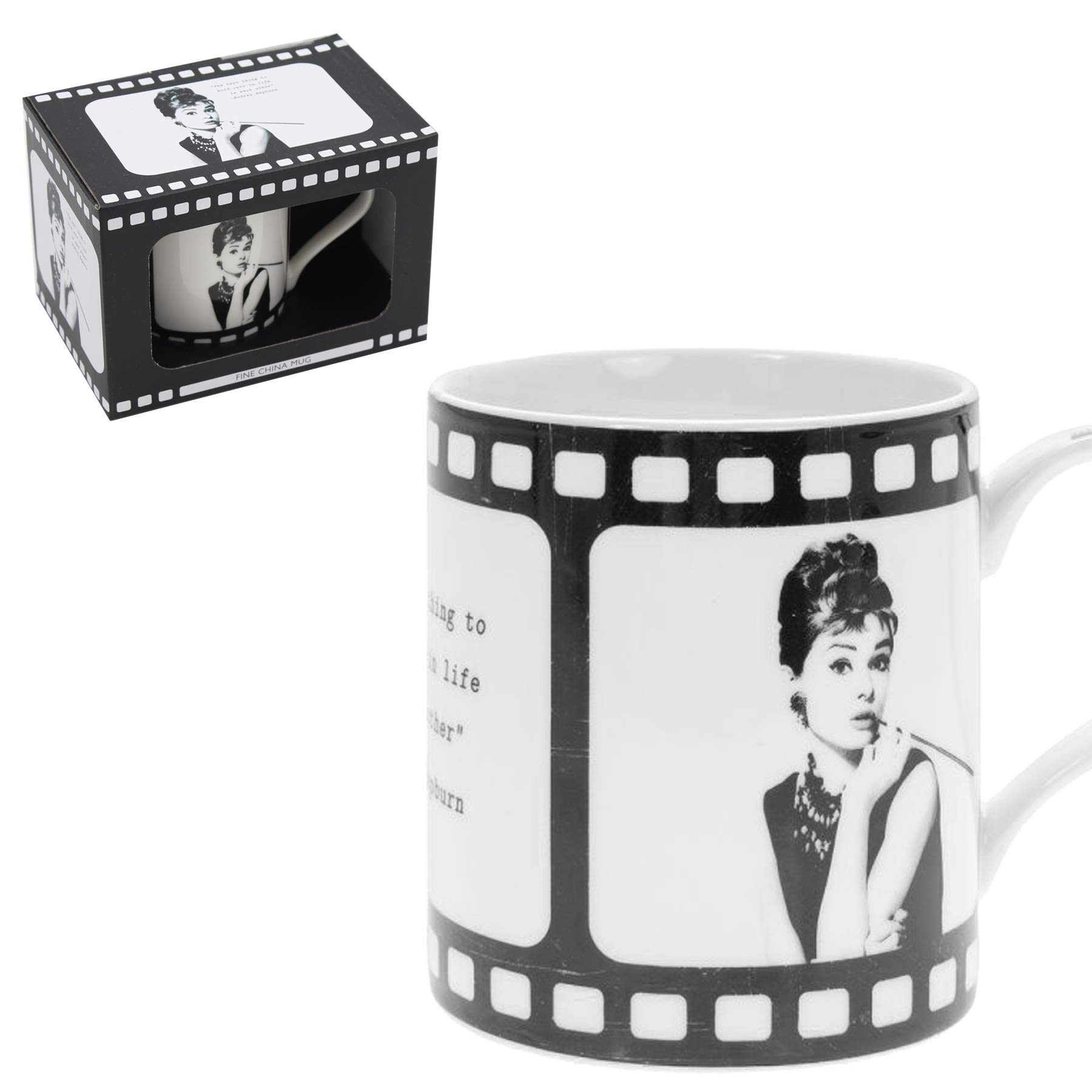 Lesser & Pavey Audrey Hepburn Fine China Mug Film Reel Design Gift Boxed Cup