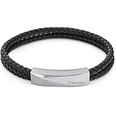 Calvin Klein Men's Braided Leather Bracelet: Industrial-Inspired Design with Multi-Faceted Magnetic Closure