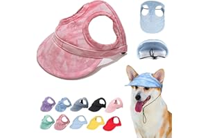 MGLNRY Outdoor Sun Protection Hood for Dogs, Adjustable Dog Sun Protection Baseball Hat Cap, Pet Baseball Hat Cap Visor Sunbonnet Outfit with Ear Holes for Dogs (Cloud Powder, Large)