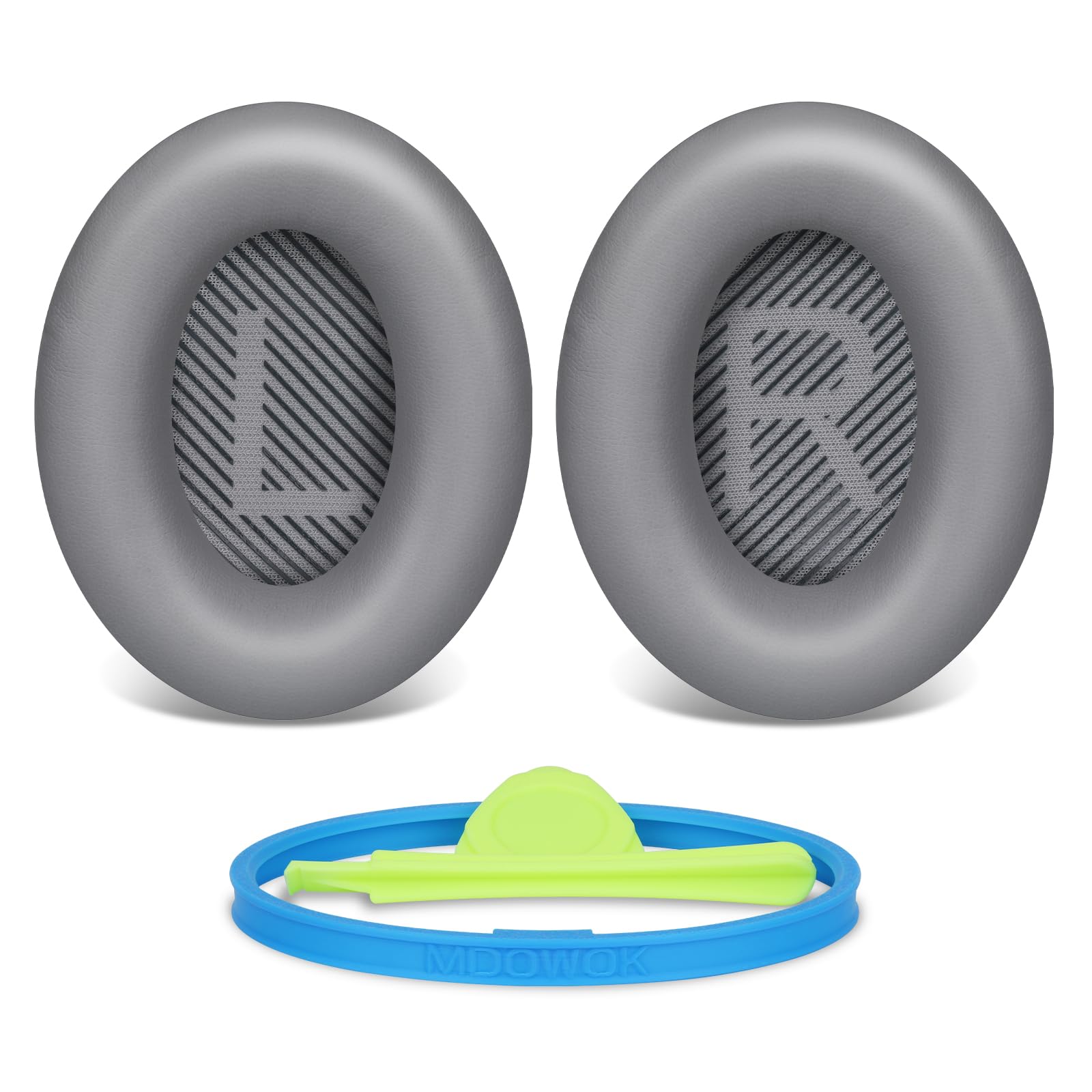 Photo 1 of MDOWOK Replacement Earpads Cushions for Bose QuietComfort35&35ii(QC35 II & QC35) Silver Headphones - Professional Positioning Tools Included, Noise-Isolating Memory Foam & Breathable Leather (Grey)