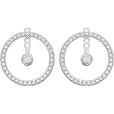 Gold Plated and Cubic Zirconia Removable Jacket Stud Halo Earrings For Women 丨925 Sterling Silver Ear Posts | Elegant Round Hollow Open Statement Geometric CZ earrings 丨Hypoallergenic Graceful Minimalist Jewelry Gift