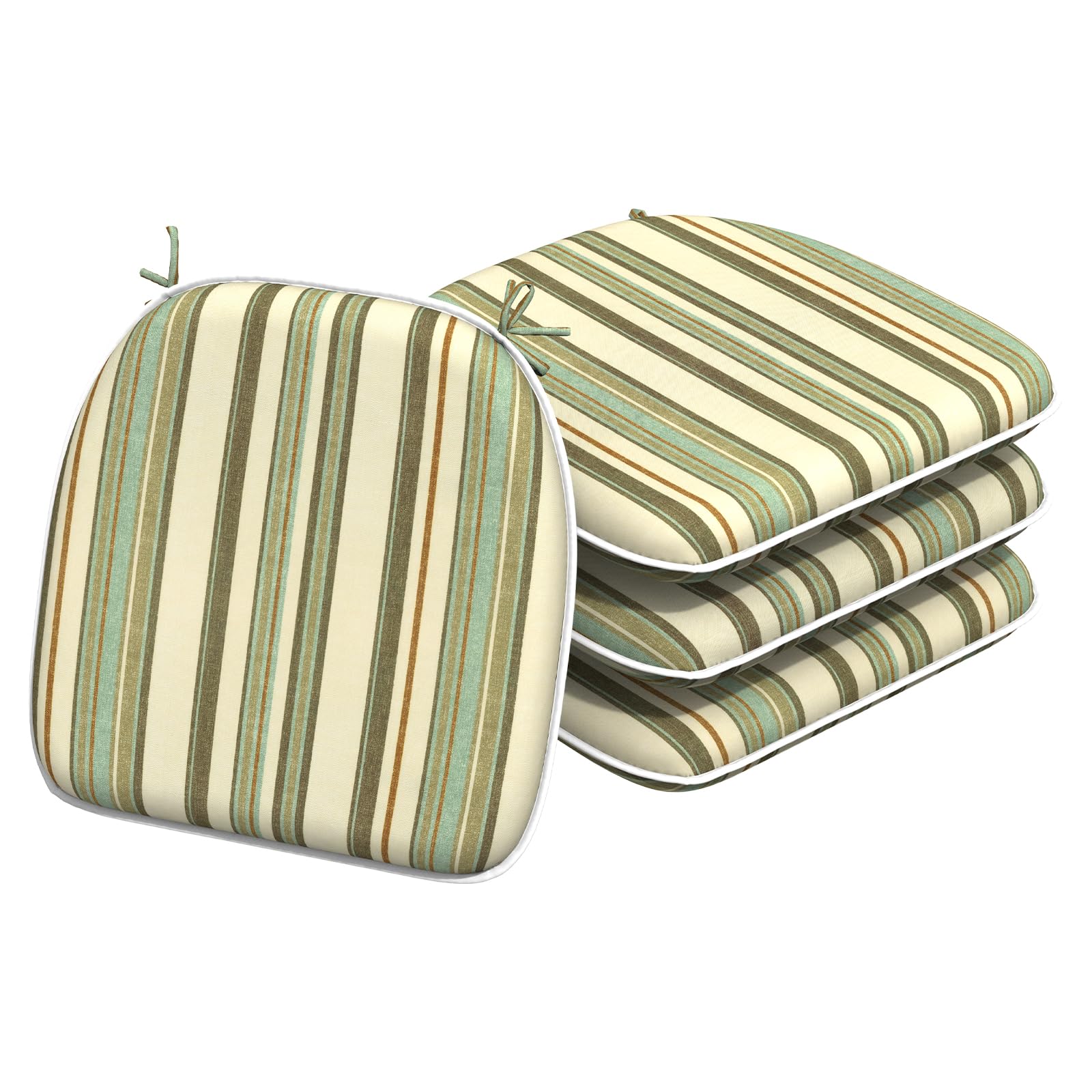 Photo 1 of ***SET OF 2 ONLY*** TWLEAR Indoor/Outdoor Chair Cushions 16x17 Inch, Patio Chair Cushions with Ties, All Weather Seat Cushions for Patio Furniture Home Garden Chair Use, Set of 4,Stripe Onyx
