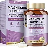 10-in-1 Magnesium Complex Supplement with Probiotics Prebiotics & Digestive Enzymes, 100 Billion CFU Probiotics for Women, High Absorption for Muscle, Sleep Calm, Gut & Digestive Health, Vegan Non-GMO