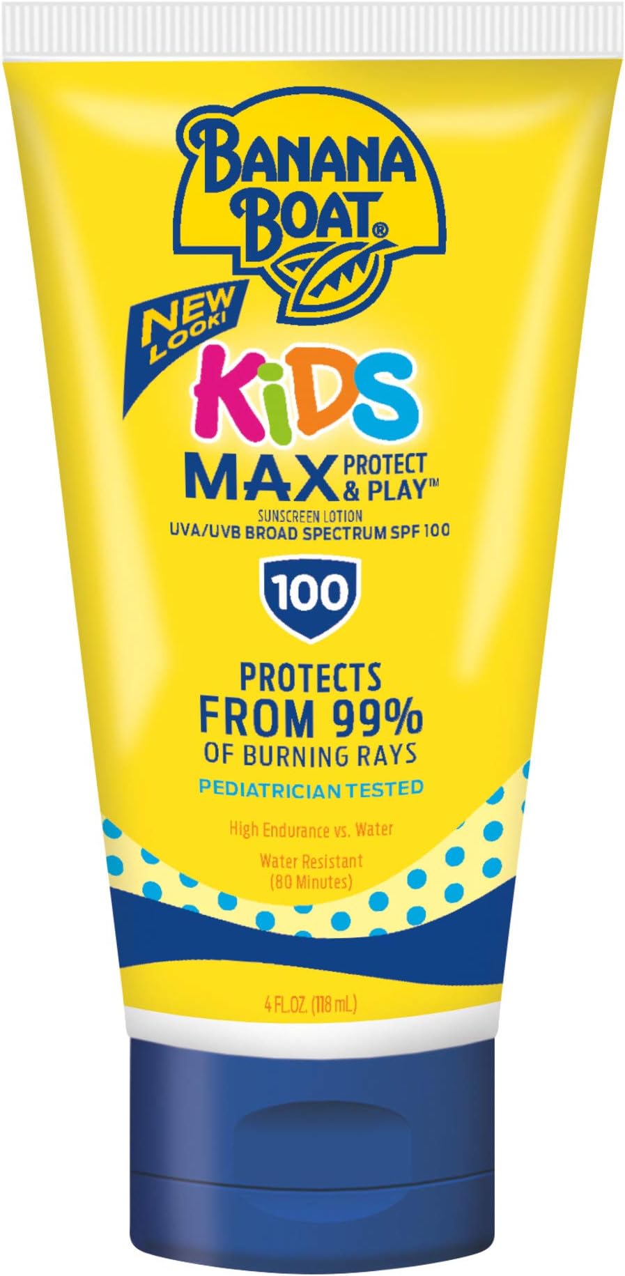 Banana Boat Kids MAX Protect & Play Sunscreen Lotion SPF 100 4 Ounce Broad