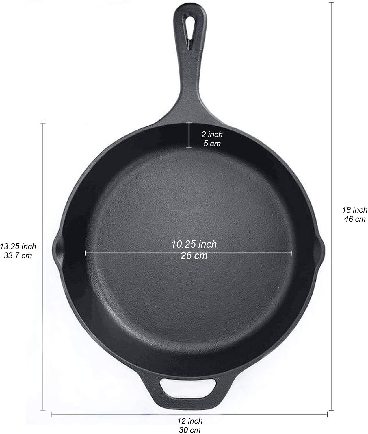 Pinnacle Cookware - 12 Inch Cast Iron Skillet Pan (30cm), Black - Image 4
