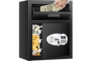 THMOSZ 2.8 Cuft Depository Safe with Drop Slot, Anti-Theft Cash Drop Safe with Digital Keypad, Heavy Duty Drop Slot Safes with LCD Display, Drop Commercial Safe for Business Mail Church