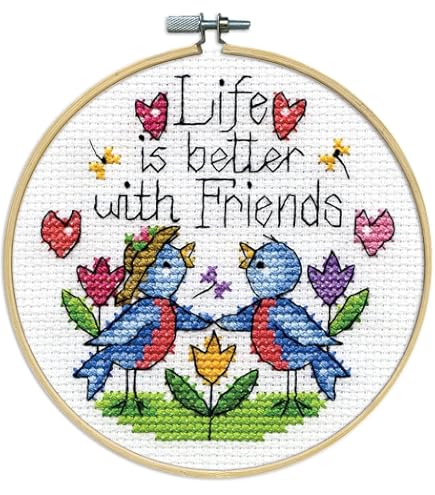 Good Friends...lot dépliant, tissu et soie dentaire motif point de