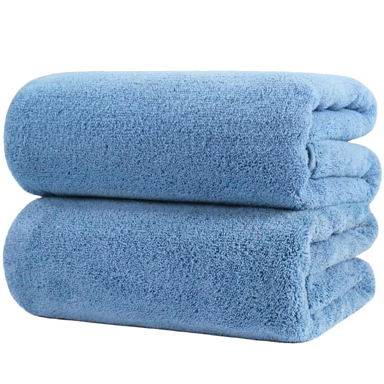 POLYTE Premium Quick Dry Lint Free Microfibre Bath Sheet, Pack of 2 (Blue, 89x178 cm)