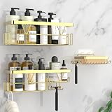 KEGII Gold Shower Caddy Shelf No Drilling Adhesive Bathroom Organizer