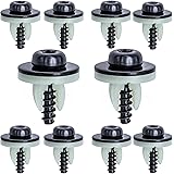 Rexka 10 Sets Engine Splash Shield Screws for Ford - T30 Torx Head Bolts and Grommets for Undertray Engine Fender Liner Defle
